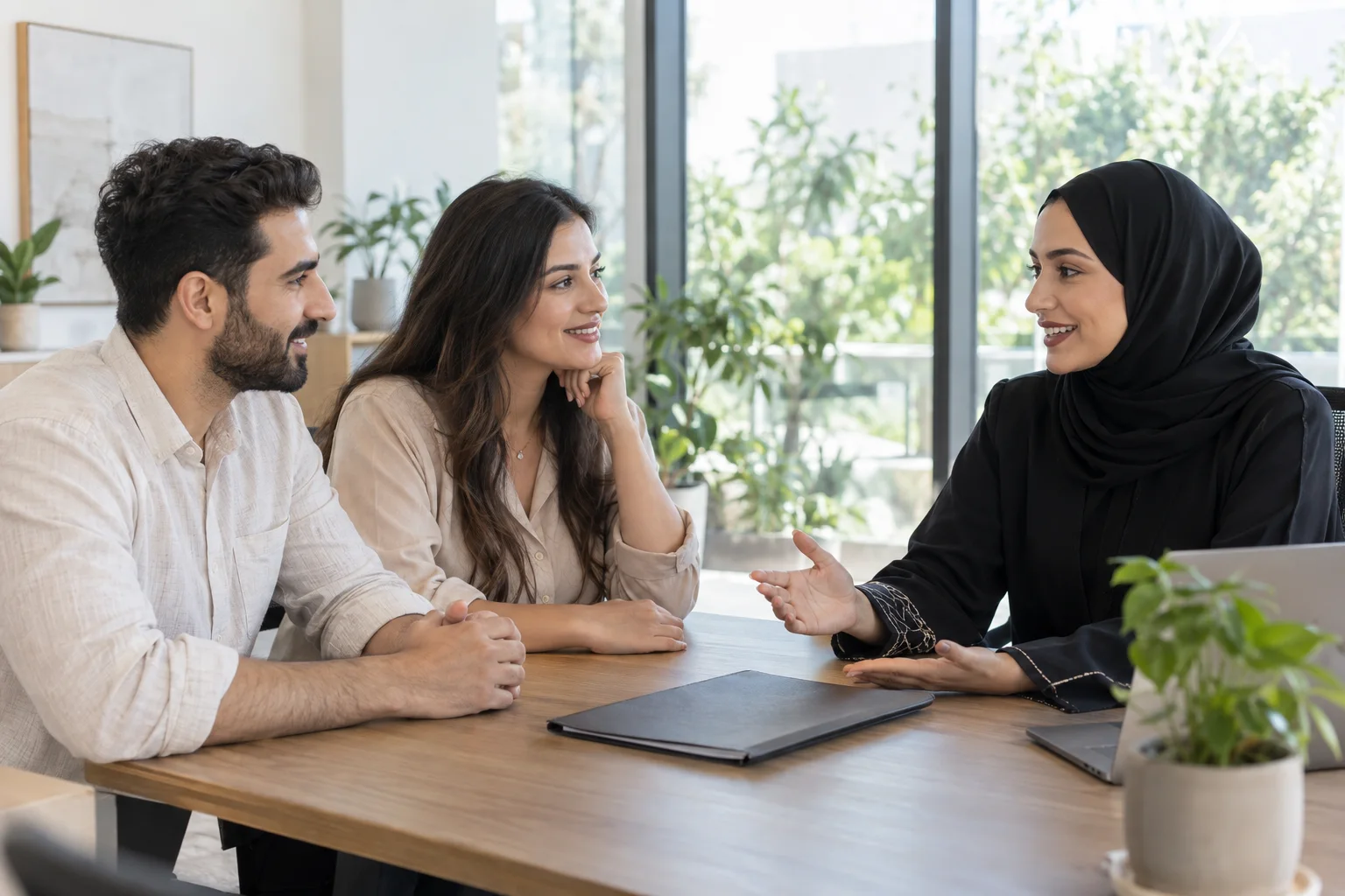 A Bahrain property adviser meeting homeowners